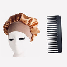 Load image into Gallery viewer, Silk bonnet (Black or Gold) & Wide tooth comb